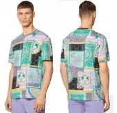 versace t-shirt slim en pur coton barocco patchwork 1f00519 5x000